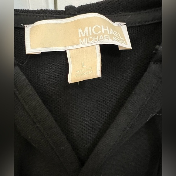 Michael Kors Black Sleeveless Mini Dress with hood size L EUC - Picture 4 of 6